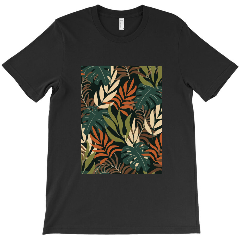 Trend Tropical Pattern With Bright Orange White Plants Leaves 1 T-shirt | Artistshot