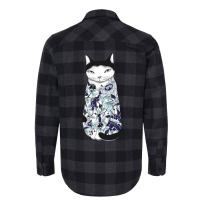 Cat In Blue Peony Tattoo Flannel Shirt | Artistshot