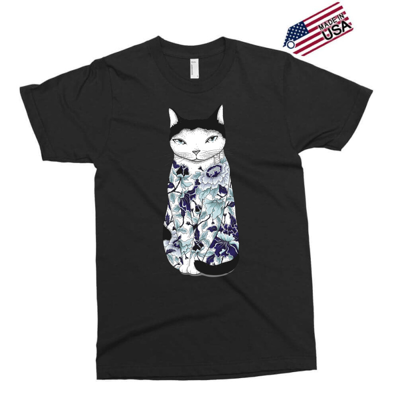 Cat In Blue Peony Tattoo Exclusive T-shirt | Artistshot