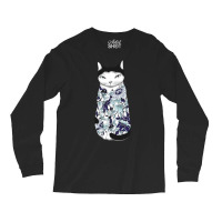 Cat In Blue Peony Tattoo Long Sleeve Shirts | Artistshot