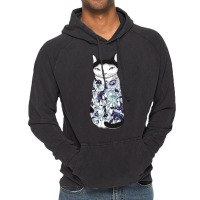 Cat In Blue Peony Tattoo Vintage Hoodie | Artistshot