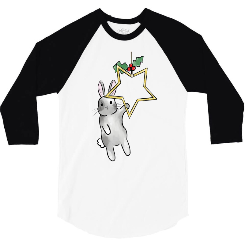 Christmas Star Bunny Rabbit 3/4 Sleeve Shirt | Artistshot