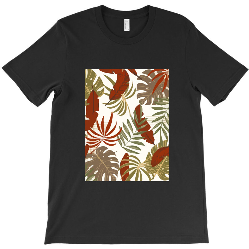 Trend Tropical Seamless Pattern With Colorful Leaves Plants T-shirt | Artistshot