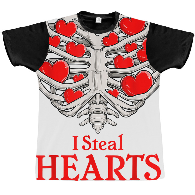 Valentine Heart Skeleton Rib Cage Bones I Steal Heart T Shirt Graphic T-shirt | Artistshot