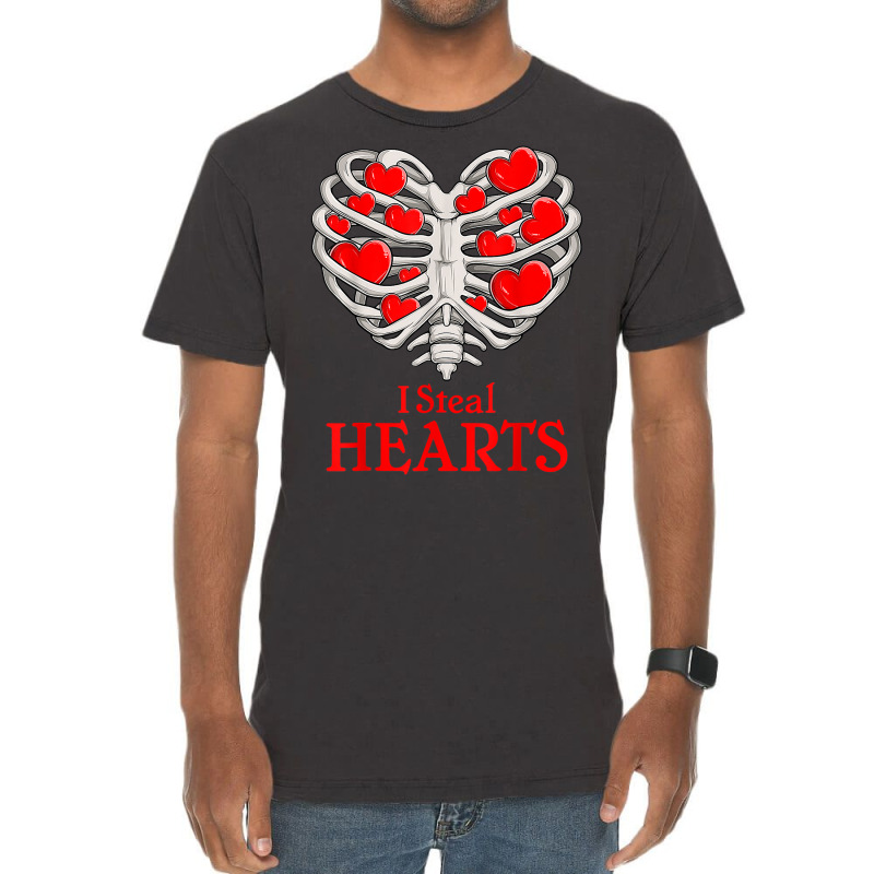 Valentine Heart Skeleton Rib Cage Bones I Steal Heart T Shirt Vintage T-shirt | Artistshot