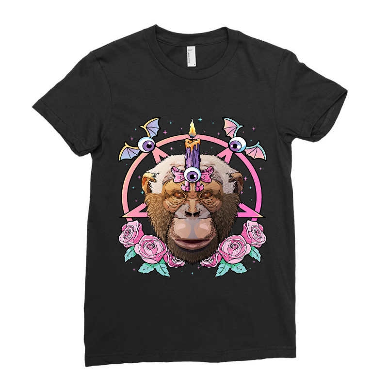 Pastel Goth Chimpanzee Pagan Creepy Menhera Chimpanzee Ladies Fitted T-Shirt by XAVIERESPREE | Artistshot