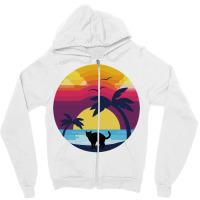 Cat Looking At Sunset 4 Zipper Hoodie | Artistshot