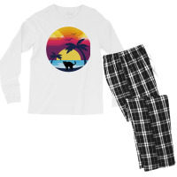 Cat Looking At Sunset 4 Men's Long Sleeve Pajama Set | Artistshot