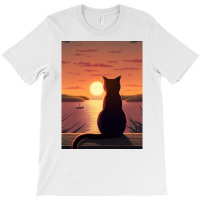 Cat Looking At Sunset1 T-shirt | Artistshot