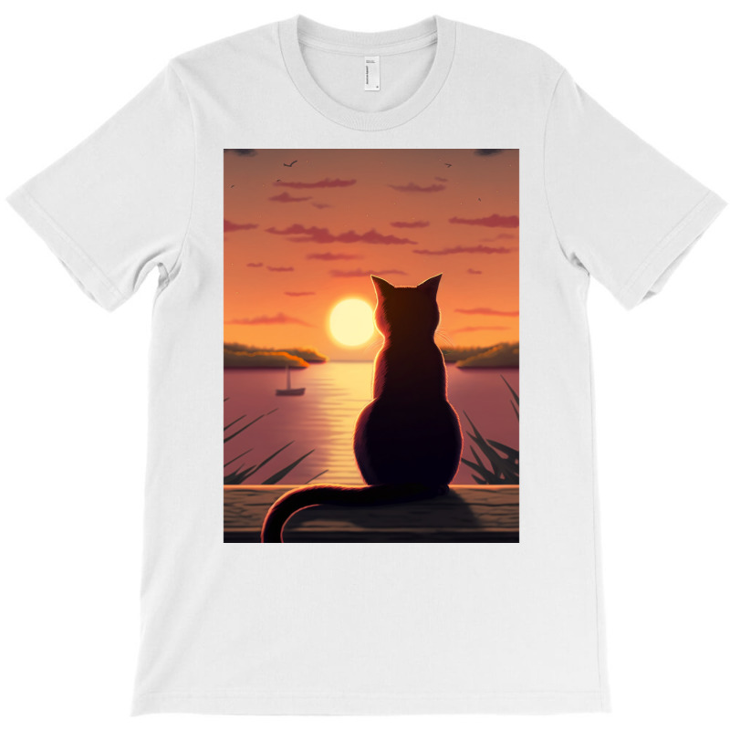 Cat Looking At Sunset1 T-shirt | Artistshot