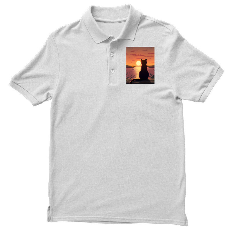 Cat Looking At Sunset1 Men's Polo Shirt | Artistshot