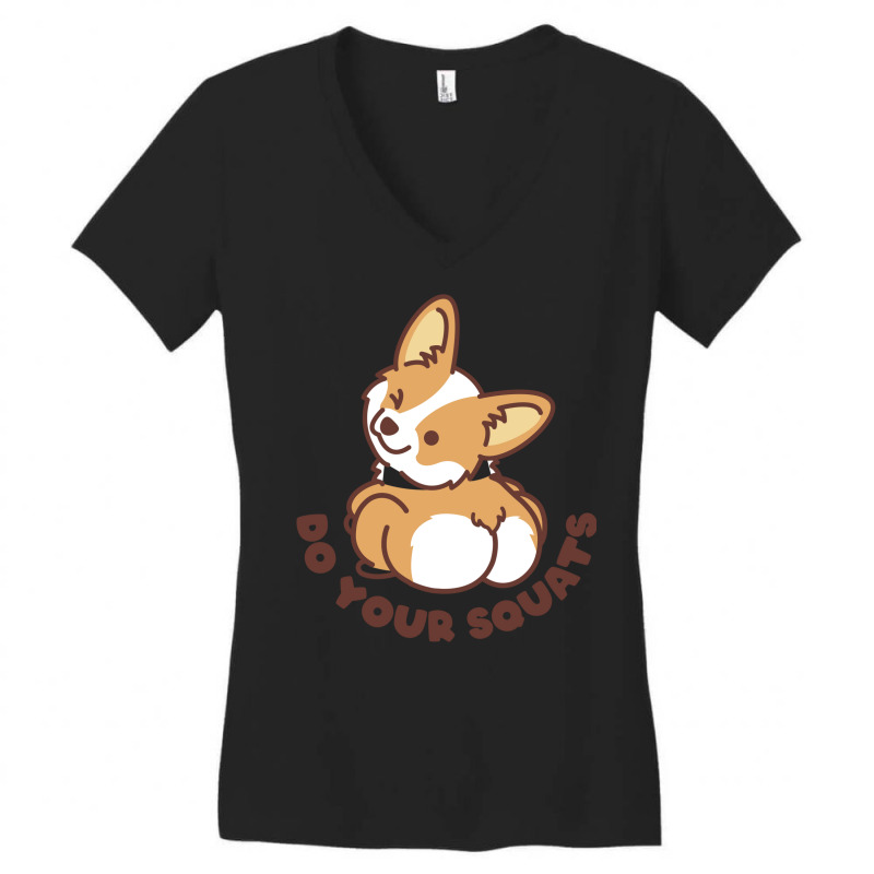 Do Your Squats Cute Corgi   Bodybuilding Women's V-Neck T-Shirt by rhonalrosnann | Artistshot