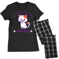 Sensitive But I Will Stab You Cute Cat T Shirt Women's Pajamas Set | Artistshot