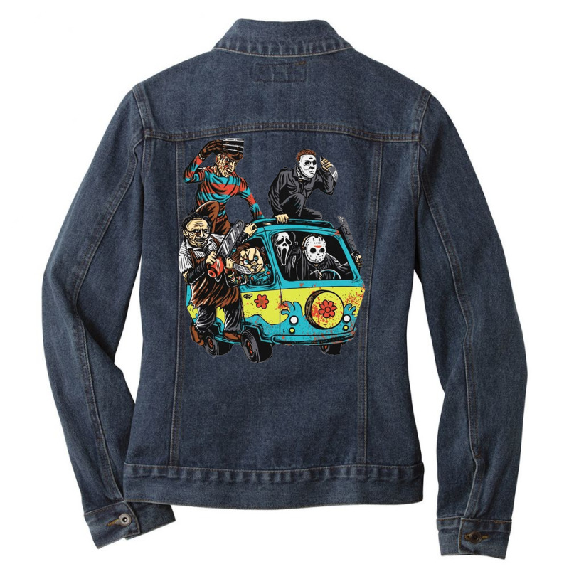 Mystery Machine, Mystery Machine Vintage, Mystery Machine Painting, Th Ladies Denim Jacket by SHOPLOS | Artistshot