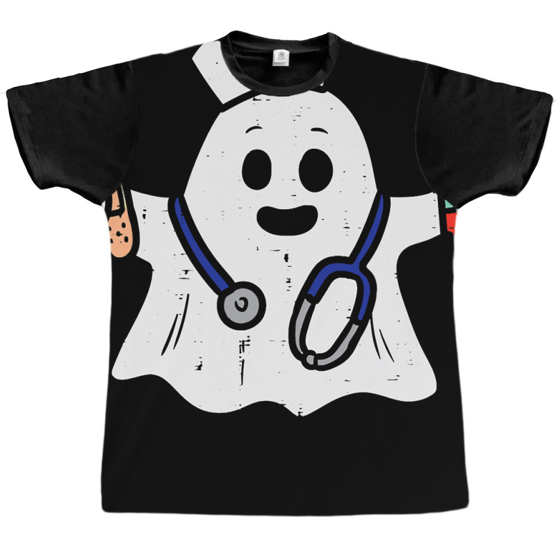 Nurse Ghost Scrub Halloween Costume For Nurses Women Rn Graphic T-shirt by JohnNichols89123 | Artistshot