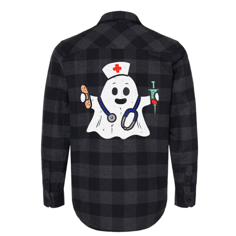 Nurse Ghost Scrub Halloween Costume For Nurses Women Rn Flannel Shirt by JohnNichols89123 | Artistshot