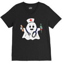 Nurse Ghost Scrub Halloween Costume For Nurses Women Rn V-neck Tee | Artistshot