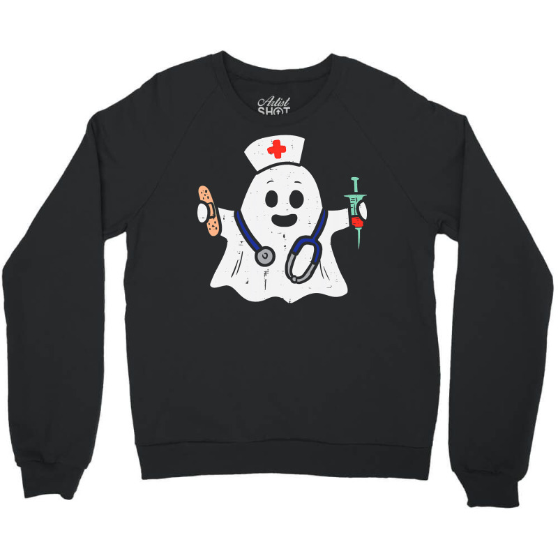 Nurse Ghost Scrub Halloween Costume For Nurses Women Rn Crewneck Sweatshirt by JohnNichols89123 | Artistshot