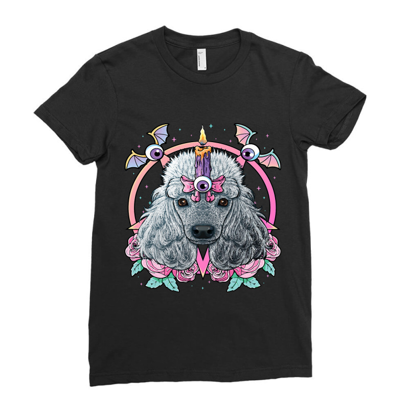 Pastel Goth Poodle Pagan Dog Creepy Menhera Poodle Ladies Fitted T-Shirt by XAVIERESPREE | Artistshot