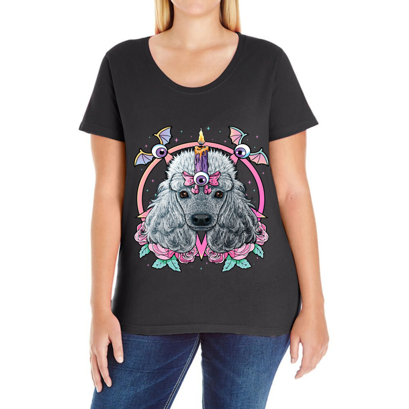 Pastel Goth Poodle Pagan Dog Creepy Menhera Poodle Ladies Curvy T-Shirt by XAVIERESPREE | Artistshot