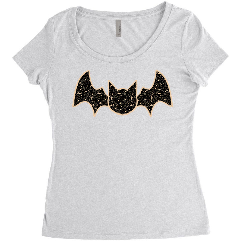 Draculaura Orange  Pastel Goth Vampire With Fangs Coffins Bats Tiling Women's Triblend Scoop T-shirt by ergitatimevo | Artistshot