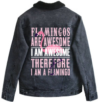 Flamingos Are Awesome Unisex Sherpa-lined Denim Jacket | Artistshot