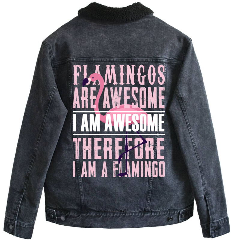 Flamingos Are Awesome Unisex Sherpa-lined Denim Jacket | Artistshot