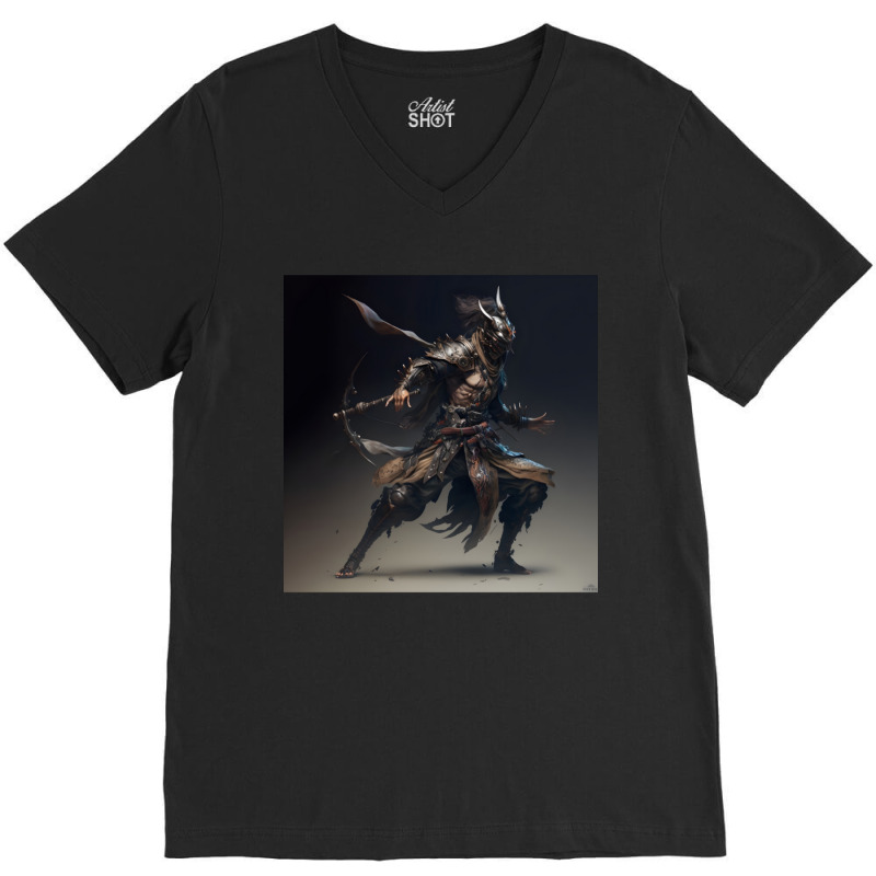 Samurai Elf Warrior V-Neck Tee by apolitery | Artistshot