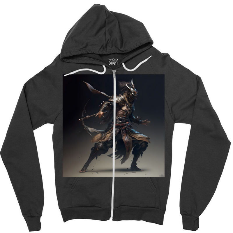 Samurai Elf Warrior Zipper Hoodie by apolitery | Artistshot