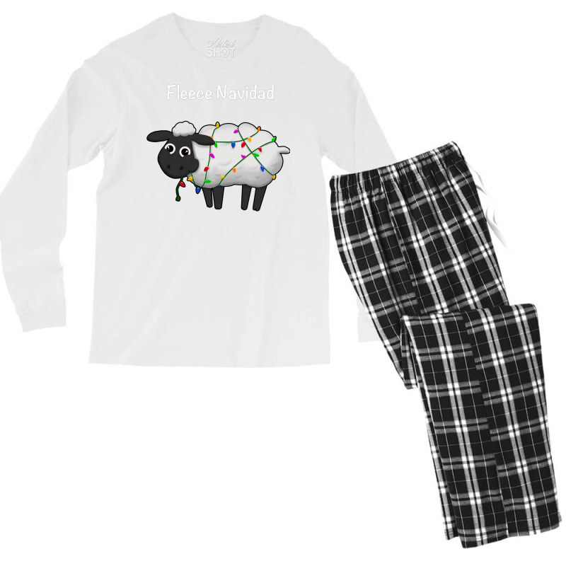 Fleece Navidad (white) Men's Long Sleeve Pajama Set | Artistshot