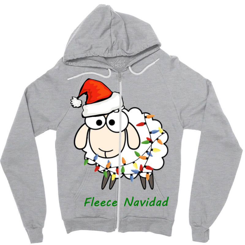 Fleece Navidad   Christmas Sheep Zipper Hoodie | Artistshot