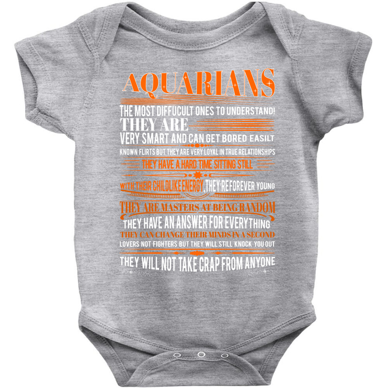 Aquarians Difficult Ones To Understand Zodiac Tees Baby Bodysuit by rardesign | Artistshot