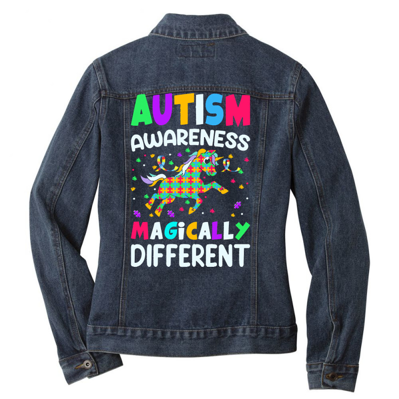 Autism Awareness T  Shirt Autism Awareness Magically Different T  Shir Ladies Denim Jacket by vmcdermott132 | Artistshot