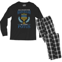 All I Want For Hanukkah Is A New Potus Hanukkah Men's Long Sleeve Pajama Set | Artistshot