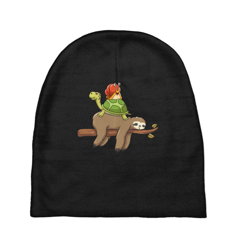 Animal Humor Sloth Turtle Snail Jokes Baby Beanies by tintruong | Artistshot