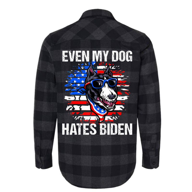 Anti Joe Biden Even My Dog Hates Biden Usa Flag Pibble Flannel Shirt by tiennguyen | Artistshot