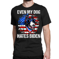 Anti Joe Biden Even My Dog Hates Biden Usa Flag Pibble Classic T-shirt | Artistshot