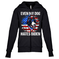 Anti Joe Biden Even My Dog Hates Biden Usa Flag Pibble Youth Zipper Hoodie | Artistshot