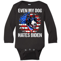 Anti Joe Biden Even My Dog Hates Biden Usa Flag Pibble Long Sleeve Baby Bodysuit | Artistshot