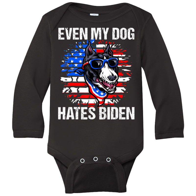 Anti Joe Biden Even My Dog Hates Biden Usa Flag Pibble Long Sleeve Baby Bodysuit by tiennguyen | Artistshot