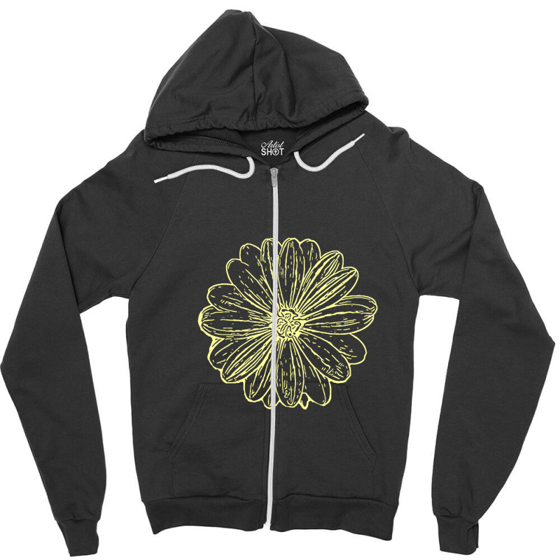 Limited Edition Sunflower Ink Print Zipper Hoodie by poppyallen | Artistshot