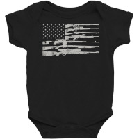 Big American Flag With .machine Guns T Shirt 2a Flag T Shirt Baby Bodysuit | Artistshot