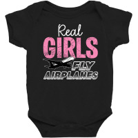 Real Girls Fly Airplanes For Dark Baby Bodysuit | Artistshot