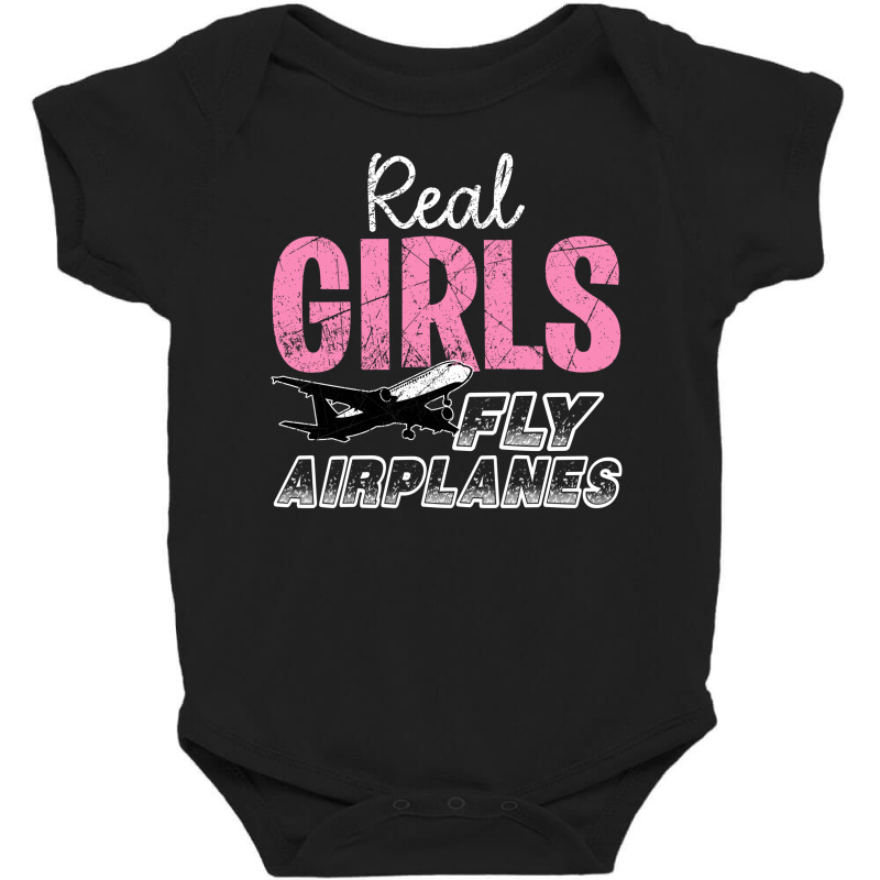 Real Girls Fly Airplanes For Dark Baby Bodysuit | Artistshot