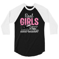 Real Girls Fly Airplanes For Dark 3/4 Sleeve Shirt | Artistshot