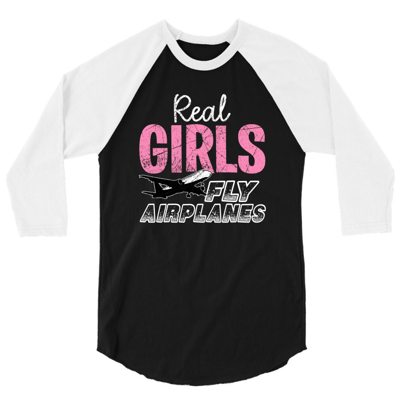 Real Girls Fly Airplanes For Dark 3/4 Sleeve Shirt | Artistshot