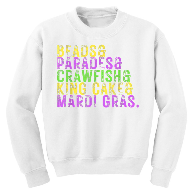 Beads, Parades, Crawfish, Kingcake, Mardi Gras New Orleans T Shirt Youth Sweatshirt | Artistshot