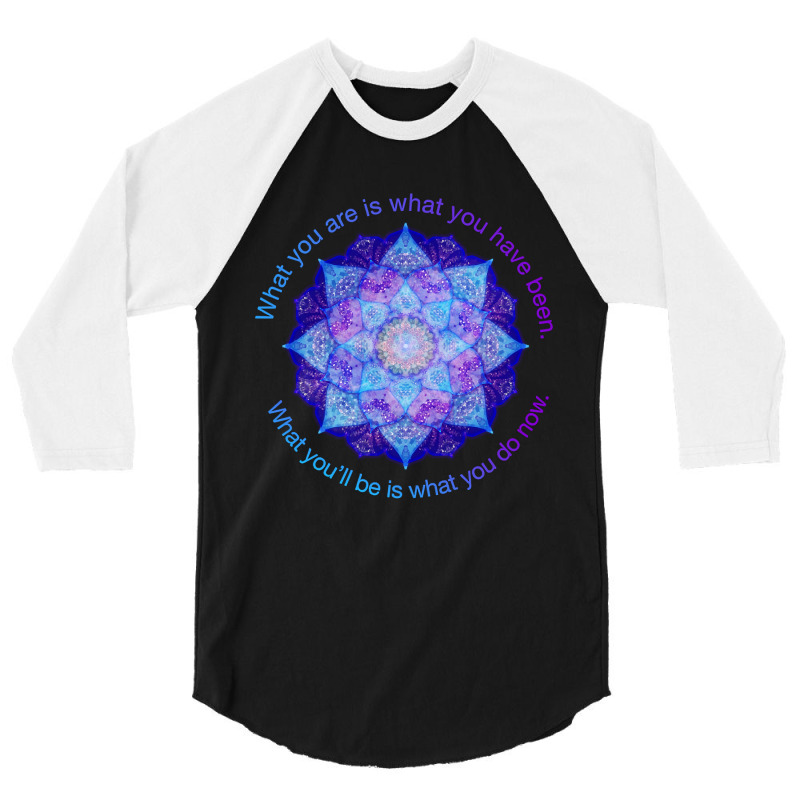Hot Trend Purple Blue Mandala Inspirational Buddhist Quote 3/4 Sleeve Shirt | Artistshot