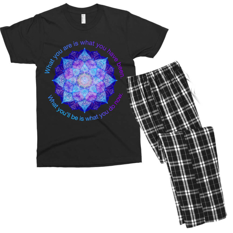 Hot Trend Purple Blue Mandala Inspirational Buddhist Quote Men's T-shirt Pajama Set | Artistshot