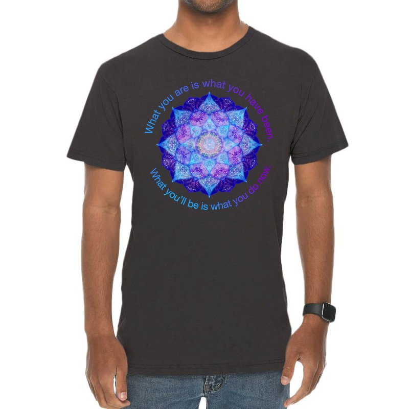 Hot Trend Purple Blue Mandala Inspirational Buddhist Quote Vintage T-shirt | Artistshot